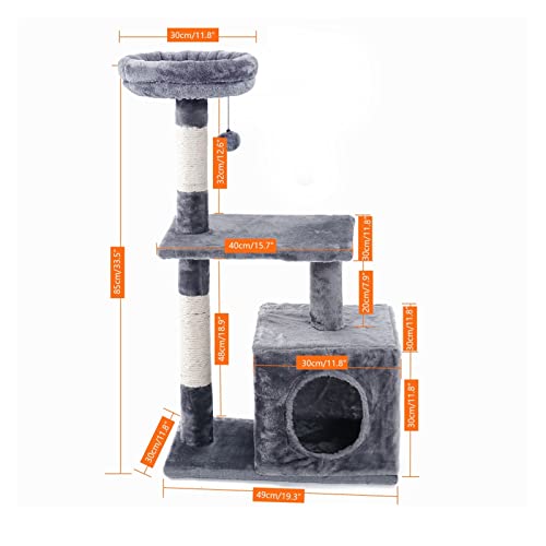 árbol de gato Árboles de gatos for gatitos Torres de muebles de gato con postes de rasguños Doble Perches Casa Kitty Cat Actividad Árboles Subida Juguetes de peluche ( Color : AMT0044Gray , Size : L )