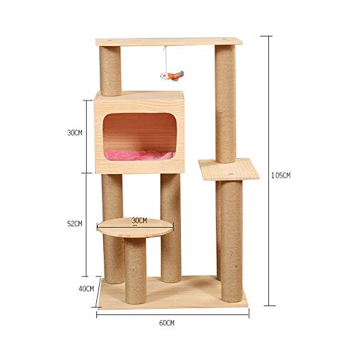 Árbol del gato El gato que salta de la plataforma del pequeño gato Árbol que sube de tres capas animal doméstico del gato de madera sólida escalada de la litera Junta Cat Scratch Rascador Centro de Ac