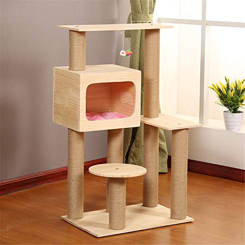 Árbol del gato El gato que salta de la plataforma del pequeño gato Árbol que sube de tres capas animal doméstico del gato de madera sólida escalada de la litera Junta Cat Scratch Rascador Centro de Ac