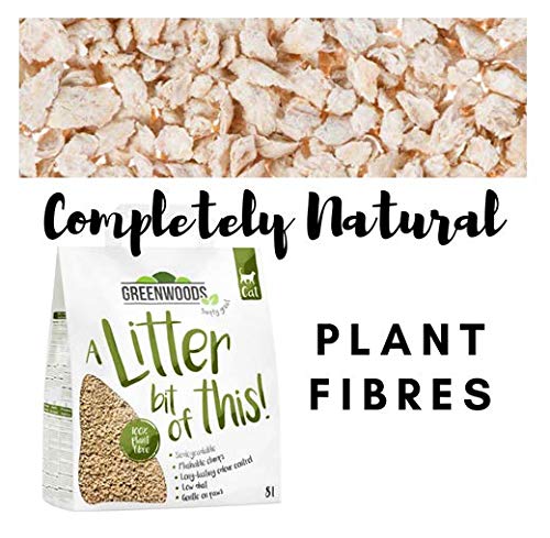 Arena para gatos Greenwoods de fibra natural de 3 x 8 L, ingredientes de primera calidad, ligeras patas limpias, de bajo polvo, biodegradables y de larga duración para tu gato