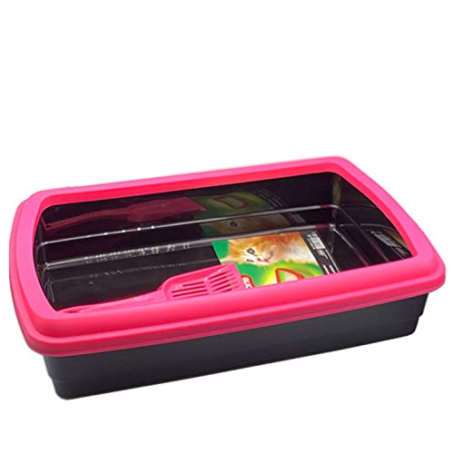 Arenero para Gatos con Pala 47 x 31 x 11 cm, Bandeja higiénica con Borde Alto extraíble, gatera, Caja Arena Sanitaria, Base Negra y Borde de Color Aleatorio