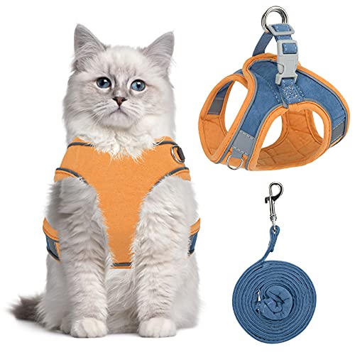 Arnes Gato Antiescape, Arnés para Gato y Ajustable Reflectante Chaleco Cuerda, Arnes Gato Pequeño, Arnés Gato Cómodo y Transpirable para Correr, Entrenamiento, Gatos Mediano y Adultos