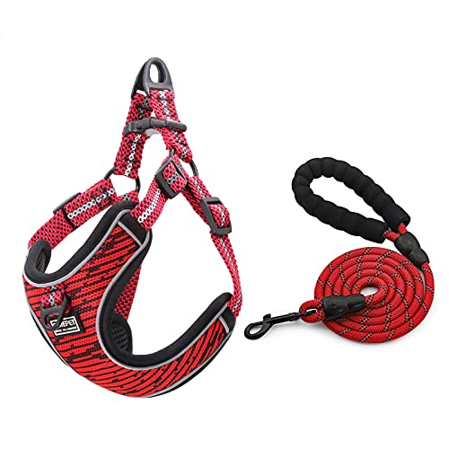Arnés para Animales Pequeños Gatos Perros, Reflectantes Cómodo Chaleco Acolchado Ajustable Arnés para Perros Pequeños con Correa de 150 cm, M