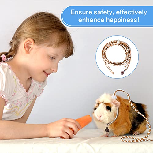 Arnés para Hámster Ajustable 6 Pcs Colorida Cuerda de Pecho Anti-Mordida Chaleco con Campana de Buscador Cuerda de Tracción de Entrenamiento Exterior para Hurón Ratón Hámster Lindo,Adecuado Menos 30cm