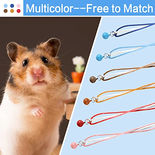 Arnés para Hámster Ajustable 6 Pcs Colorida Cuerda de Pecho Anti-Mordida Chaleco con Campana de Buscador Cuerda de Tracción de Entrenamiento Exterior para Hurón Ratón Hámster Lindo,Adecuado Menos 30cm