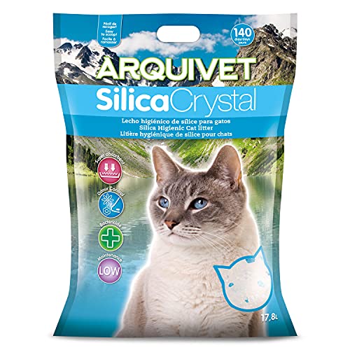 Arquivet Arena para Gato Silica Crystal Pack 2 Unidades de 17.8 L, lecho higiénico para Gatos, felinos, Capacidad Absorbente, Ayuda a Eliminar olores y bacterias