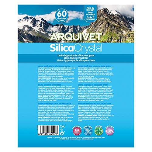 ARQUIVET Arena para Gatos Silica Crystal - Capacidad 15 L - Lecho higiénico para Gatos, felinos - Capacidad Absorbente - Arena de sílice para Gatos - Ayuda a Eliminar olores y bacterias