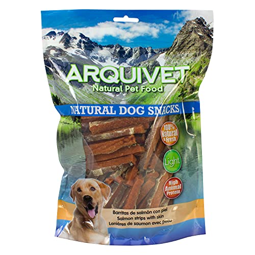 Arquivet Barritas de salmón con Piel - 1kg - Natural Dog Snacks - Snacks Perros - 100% Natural - chuches Perros - premios Perros - golosinas Perros - Snacks Naturales - Producto Light