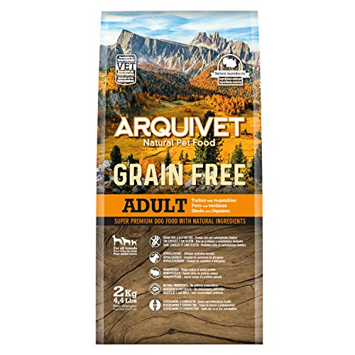 ARQUIVET Pienso Natural para Perros Adultos 12Kg - Grain Free - Sin Grano - Pavo con Verduras - Comida Natural para Perros - Alimentación Canina - Pienso hipoalergénico - Comida para Perros