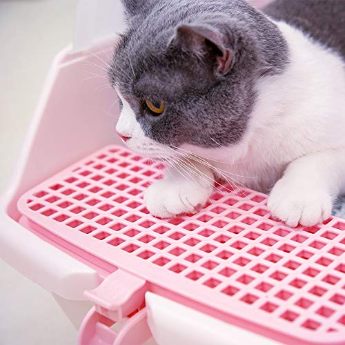 Aseo gato bandeja Cerrado azul Formación Gatos Caja de plástico higiénico gatito la camada pala Lettiera Gatto Chiusa Productos for Mascotas de gato Caja de arena ( Color : Rosado , Size : Gratis )