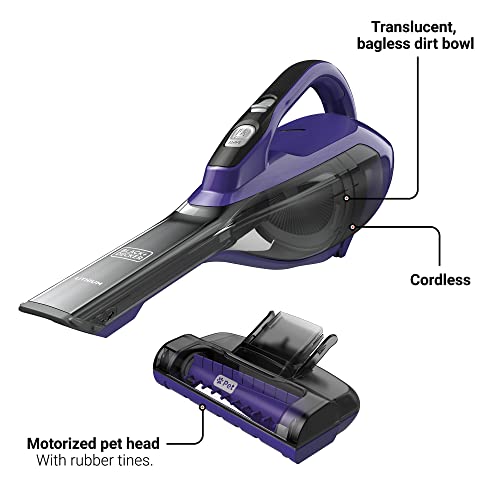 Aspiradora de mano Black+Decker para mascotas, inalámbrica, color morado (HLVA325JP07)