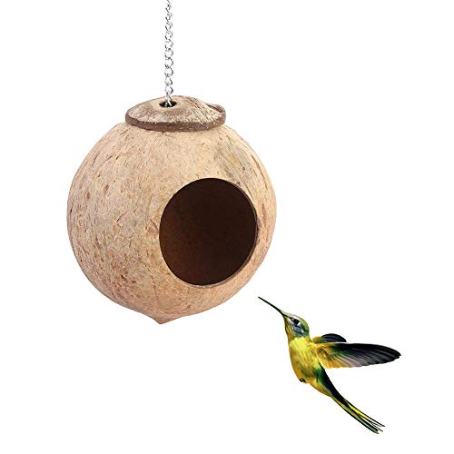 aula colgante de loro de pájaro, nido de pájaro, hamaca para pájaros, cama de cabaña para loro de mascota, nido de pájaro de concha de coco, jaula de hamaca colgante, caseta para colgar en c 1