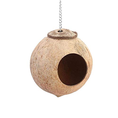aula colgante de loro de pájaro, nido de pájaro, hamaca para pájaros, cama de cabaña para loro de mascota, nido de pájaro de concha de coco, jaula de hamaca colgante, caseta para colgar en c 1