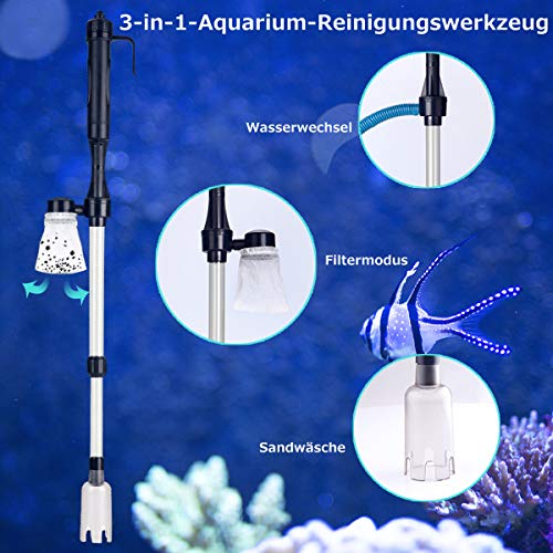 AUPERTO Limpiador de grava para acuario, sifón de vacío, bomba para cambio de agua/grava/filtro/limpieza de suciedad para tanques de peces.