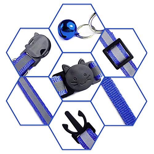 AvoDovA 12 Piezas Collares Gato Reflectantes Ajustable, Collar Gato con Campanas y Hebilla Seguridad, Collar Gatos Liberación Rápida, Vistoso Collar para Mascotas para Gatos Gatito Perrito