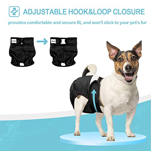 Avont 3 Packs - Pañales Lavables para Perras, Reutizables y Duraderos para Perros Hembra, Female Dog Diapers Altamente Absorbentes -M, 13"-19" Cintura, Negro/Marrón/Gris