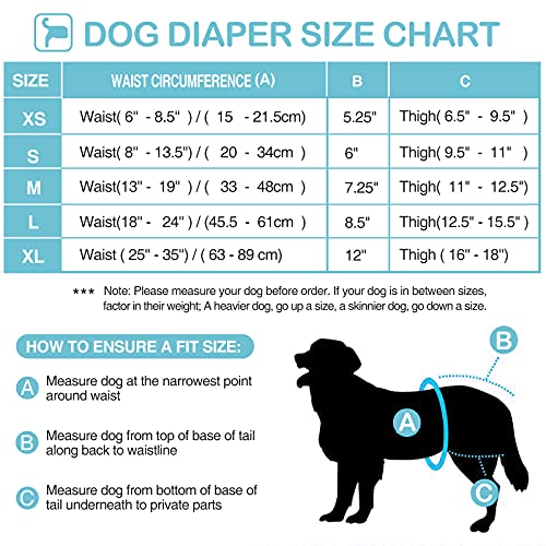 Avont 3 Packs - Pañales Lavables para Perras, Reutizables y Duraderos para Perros Hembra, Female Dog Diapers Altamente Absorbentes -M, 13"-19" Cintura, Negro/Marrón/Gris