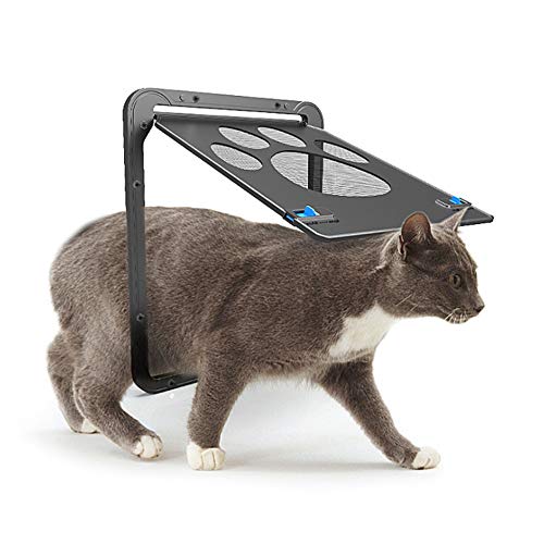 AZXAZ Puerta magnética para mascotas con aleta para gatos pequeños y perros, 2 vías, instalación rápida, color negro