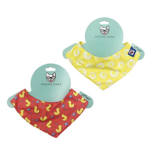 Babero de Enfriamiento para Mascotas Toalla Fresca para Perros Banda Triangular Fría para Mascotas, Bufanda de Enfriamiento para Mascotas para Gatos/Perros,Red Yellow,L(Neck40