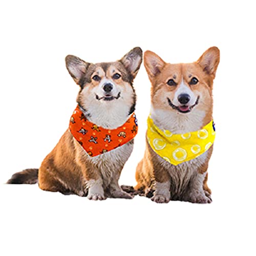 Babero de Enfriamiento para Mascotas Toalla Fresca para Perros Banda Triangular Fría para Mascotas, Bufanda de Enfriamiento para Mascotas para Gatos/Perros,Red Yellow,L(Neck40