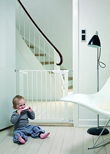 BabyDan Premier rejilla de puerta / puerta de escalera para sujeción, 86 - 93,3 cm - hecho en Dinamarca y probado por el TÜV GS, color: blanco