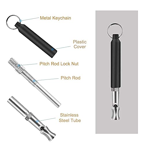 BaiJ Silbato de Entrenamiento de Perros,3 Pack Frecuencia Regulable Ultrasónico Silbato de Formación de Perro de Alta frecuencia para Perros con Cordón Negro