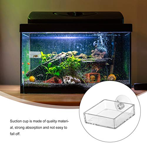 Balacoo 4 Unids Acuario Plato Alimentador de Camarones Tanque de Peces de Vidrio Cuencos de Alimentación Cuadrados Platos Transparentes Bandeja Reptiles Flotantes Dispositivo de Comida de