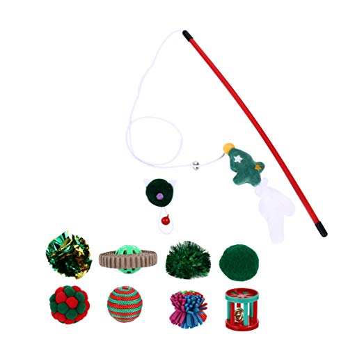 Balacoo Juego de Juguetes Teaser para Gatos Varita Teaser para Gatos Cazador Juguetes Trainning Catnip Juguetes Interactivos para Gatos Kitty Chase Juguete para Navidad Cachorro Juego de