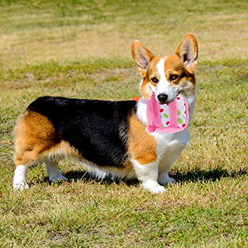 Balacoo Pastel Perro de Juguete Chirriante Mascota de Juguete de Peluche Pastel de Juguete de Sonido Gatito Morder Torta Molar Comida para Mascotas de Juguete de Cumpleaños