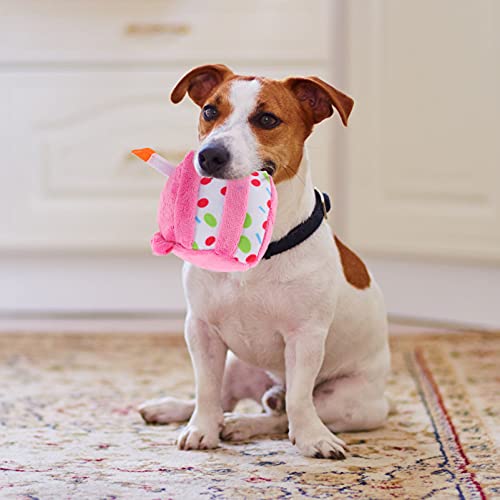 Balacoo Pastel Perro de Juguete Chirriante Mascota de Juguete de Peluche Pastel de Juguete de Sonido Gatito Morder Torta Molar Comida para Mascotas de Juguete de Cumpleaños