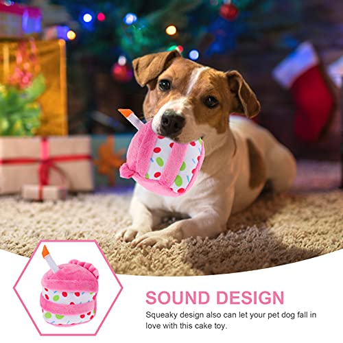 Balacoo Pastel Perro de Juguete Chirriante Mascota de Juguete de Peluche Pastel de Juguete de Sonido Gatito Morder Torta Molar Comida para Mascotas de Juguete de Cumpleaños