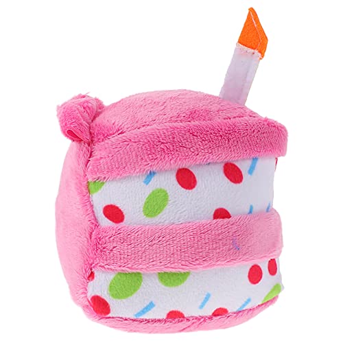 Balacoo Pastel Perro de Juguete Chirriante Mascota de Juguete de Peluche Pastel de Juguete de Sonido Gatito Morder Torta Molar Comida para Mascotas de Juguete de Cumpleaños