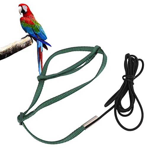 BALITY Cuerda de Entrenamiento de Pájaros, Correa de Arnés de Pájaro Suave Resistente a Mordeduras Portátil Ajustable para Cacatúa(Verde, XS)