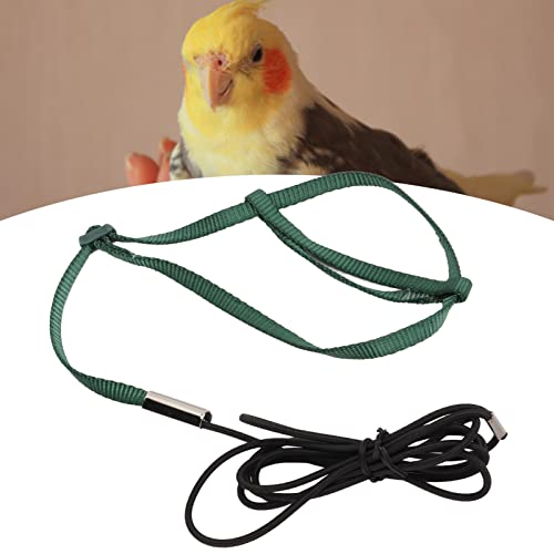 BALITY Cuerda de Entrenamiento de Pájaros, Correa de Arnés de Pájaro Suave Resistente a Mordeduras Portátil Ajustable para Cacatúa(Verde, XS)