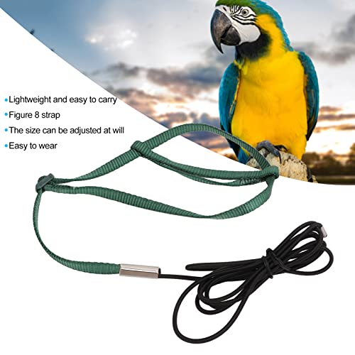BALITY Cuerda de Entrenamiento de Pájaros, Correa de Arnés de Pájaro Suave Resistente a Mordeduras Portátil Ajustable para Cacatúa(Verde, XS)