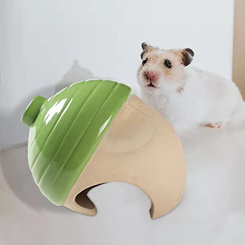 Baoblaze Casa de hámster de cerámica, escondite de hámster, Nido para Dormir fácil de Limpiar para Ratones, Ratas, erizos - Bellota Verde