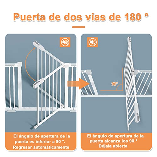 Barrera Seguridad Niños Escalera para Puertas y Pasillos Valla Seguridad Infantil Auto Close Pertas de Seguridad para Niños Puerta Seguridad Bebe para Perros y Bebé Barrera Puertas Blanco