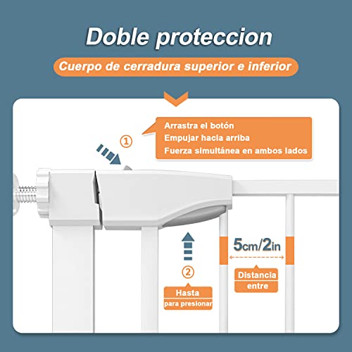 Barrera Seguridad Niños Escalera para Puertas y Pasillos Valla Seguridad Infantil Auto Close Pertas de Seguridad para Niños Puerta Seguridad Bebe para Perros y Bebé Barrera Puertas Blanco