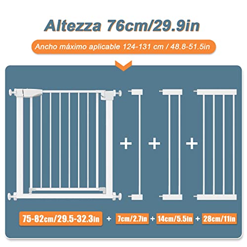 Barrera Seguridad Niños Escalera para Puertas y Pasillos Valla Seguridad Infantil Auto Close Pertas de Seguridad para Niños Puerta Seguridad Bebe para Perros y Bebé Barrera Puertas Blanco