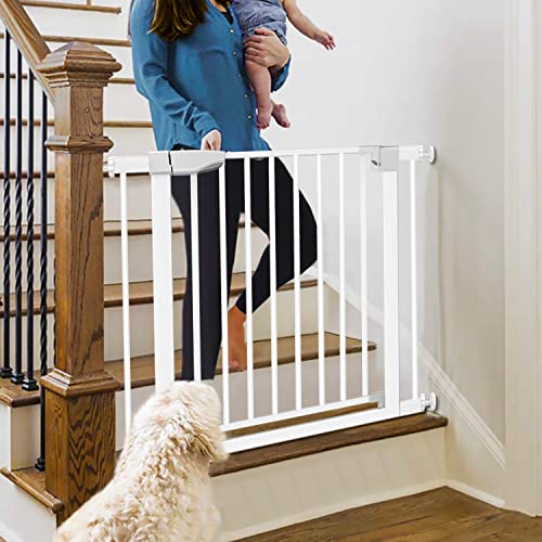 Barrera Seguridad Niños Escalera para Puertas y Pasillos Valla Seguridad Infantil Auto Close Pertas de Seguridad para Niños Puerta Seguridad Bebe para Perros y Bebé Barrera Puertas Blanco
