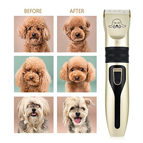 Beauty Searcher 10 Uds, Cortadora eléctrica para Perros, Mascotas, Perros y Gatos, Kit de Recortadora de Pelo, Juego de máquina de Corte de afeitadora Recargable de bajo Ruido