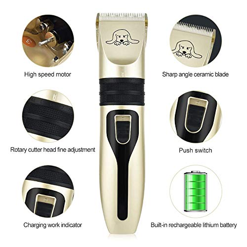 Beauty Searcher 10 Uds, Cortadora eléctrica para Perros, Mascotas, Perros y Gatos, Kit de Recortadora de Pelo, Juego de máquina de Corte de afeitadora Recargable de bajo Ruido