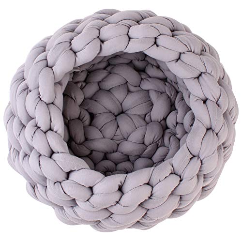 beautyhe Camas para Perros Morder Antideslizante Hecho A Mano Circular Caseta Perro Ligero Suave Cototel Canal Casa para Gatos para Perros Gato PequeñOs Y Medianos Gray,30cm/12in