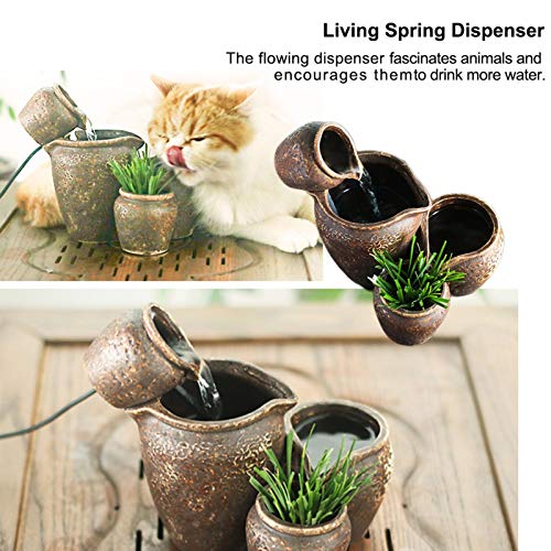 Bebederos para mascotas, Bebederos de circulación automática, Bebederos de cerámica para perros y gatos, Adornos decorativos para plantas caseras en macetas, para gatos y cachorros
