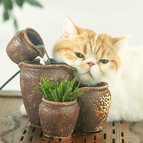 Bebederos para mascotas, Bebederos de circulación automática, Bebederos de cerámica para perros y gatos, Adornos decorativos para plantas caseras en macetas, para gatos y cachorros