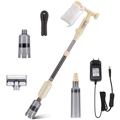 bedee Aspirador Automático para Acuario, Limpiador Grava Acuario, Limpiador de Grava con Esponja de Filtro, Aspirador de Grava Eléctrica Adecuada para Acuarios Medianos y Grandes, Lavado de Arena