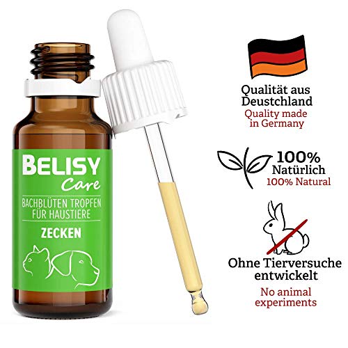 BELISY Zarrapatas flores de Bach, gotas para perros y gatos, mezcla especial de flores de Bach, 20 ml