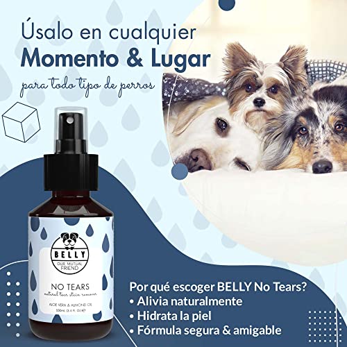 BELLY Spray Limpiador Ojos Perros con Aloe Vera - Limpiador Ojos Perros Blancos y Negros, Hidrata los Ojos y Elimina Manchas - Limpiador Ocular, Alternativa a Gotas Ojos y Toallitas Perro Ojos, 100ml