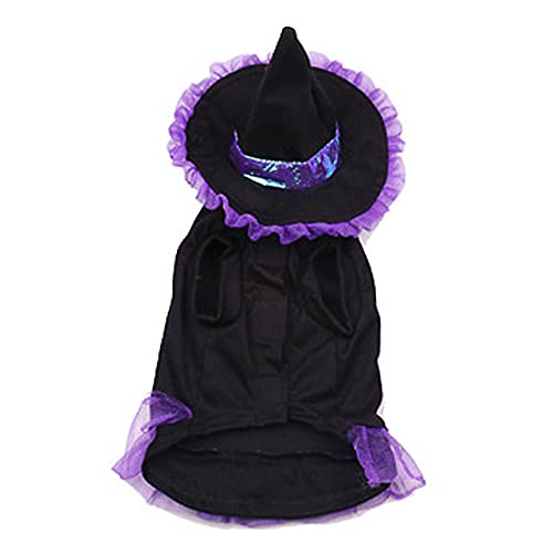 BELUAPI Disfraz de Halloween para mascotas, disfraz de mago para disfraz de cosplay para mascotas con sombrero de mago para perro, gato y cachorro (pequeño)