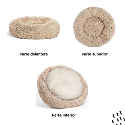 Best Friends by Sheri Donut Shag The Original Calming Cama para Perros y Gatos-Pelo sintético-Lavable a máquina grisáceo-58 x 58 cm- S, Marrón Grisáceo